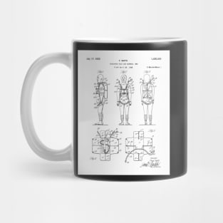 Parachute Pack Patent - Sky Diving Art - Black And White Mug